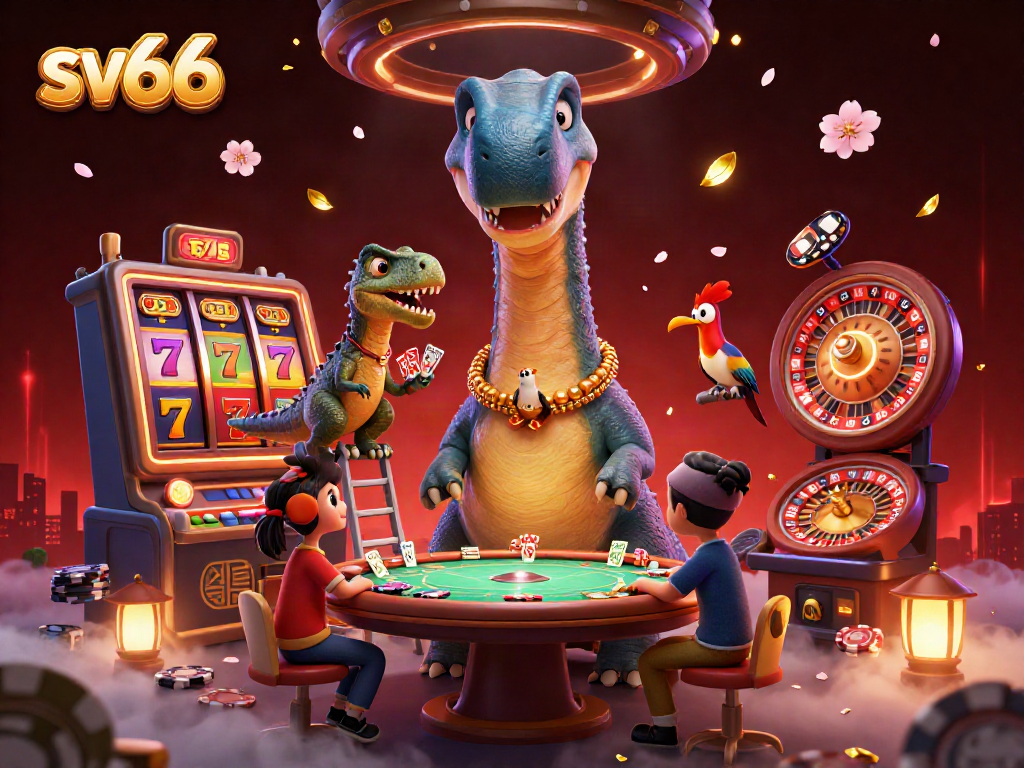 Engage in thrilling casino action with sv66's dynamic card dealing scene featuring vibrant gaming elements.
